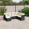 vidaXL 7 Piece Patio Sofa Set with Cushions - Black and Cream Without Table - 2 of 4