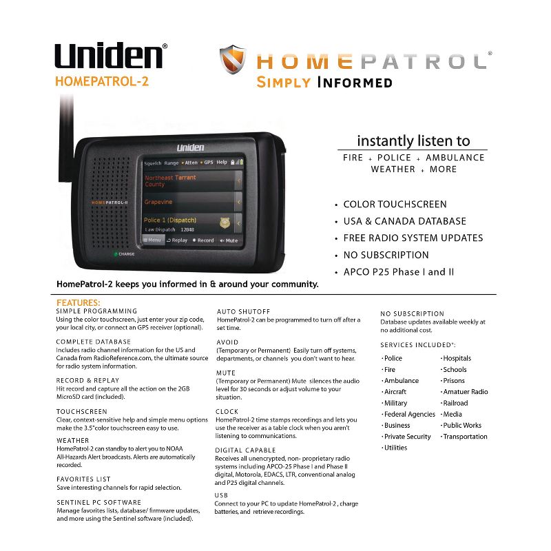 Uniden® HomePatrol® 2 Handheld Scanner, 5 of 8