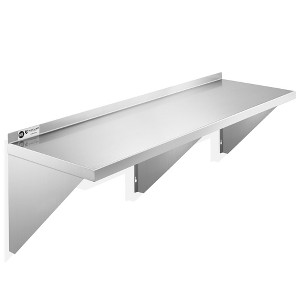 KUTLER Stainless Steel Shelf, NSF Commercial Wall Mount Shelves w/ Backsplash, Floating Metal Mounted Shelving for Restaurant, Kitchen, Home - 1 of 4