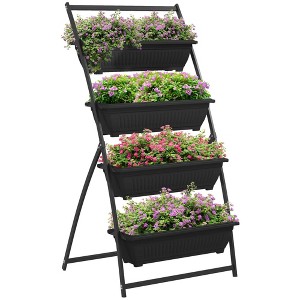 NAYSAYE 4 Tier Vertical Raised Garden Planter Set with Stand 4 Outdoor Planter Boxes for Vegetables Flowers and Herbs, Black, 30"*31"*63.75" - 1 of 4