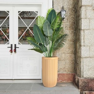 14.5 Inch Tall Planter Set of 2, Large Flower Pot with Water Monitoring Device and Hidden Wheels, Garden Pot for Living Room, Patio, Black - 1 of 4