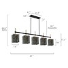 LNC Echonalyri Mid-Century Modern Island Pendant Lights, Gold with Smoked Gray Textured Glass,1/5Light,7.9in/63in - 3 of 4