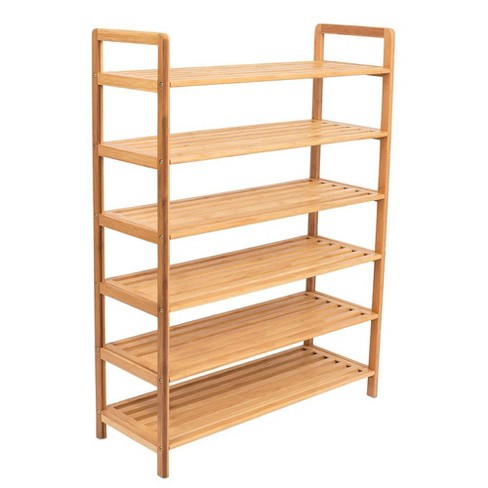 Zimtown 6 Tiers Natural Bamboo Wood Shoe Shelf Shoe Rack Shoe Storage  Organizer Shelving for Entryway Kitchen Home 