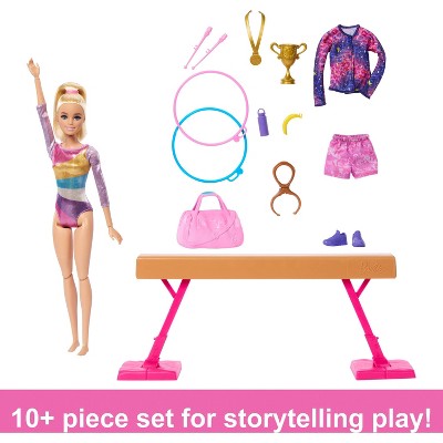 Barbie Gymnastics Playset with Blonde Fashion Doll and Accessories