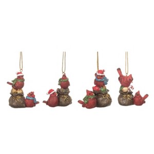 Transpac Resin Cardinal Christmas Ornament Set of 4 Christmas Home Decorations - 1 of 1
