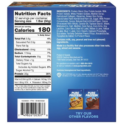 Pure Protein Cocoa Pebbles Gluten-Free, High Protein Snack, Chewy Protein Bar - 20g Protein - 12ct