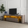 51"W/63"W Modern TV Stand TV  Console Floor TV Cabinet with LED Color Changing Lights, Toughened Glass Shelf and Drawer-ModernLuxe - 3 of 4
