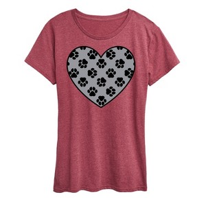 Women's - Instant Message - Paw Fill Heart Short Sleeve Graphic T-Shirt - 1 of 4