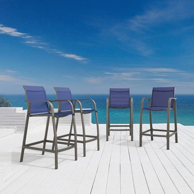 Elegant Navy Blue Textilene Outdoor Counter-Height Bar Stools