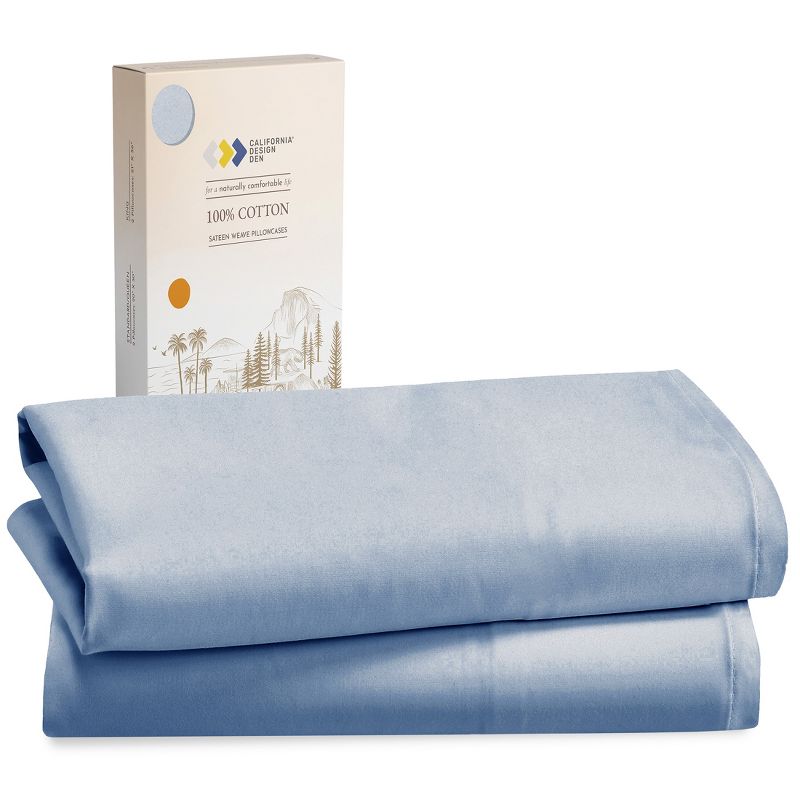 100% Cotton Pillow Cases Set of 2 Soft & Cooling Sateen Weave by California Design Den, 1 of 10