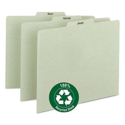 Smead Recycled Top Tab File Guides Monthly 1/3 Tab Pressboard Letter 12/Set 50365