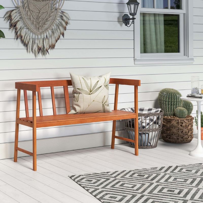 Costway Patio Acacia Wood Bench 2-Person Slatted Seat Backrest 800 Lbs Natural Outdoor, 3 of 10