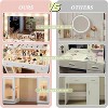 Petrimins Vanity Desk with Large Mirror and Lights, Glass Top Makeup Vanity for Bedroom, 3 Color Lighting Modes, Dressing Table for Women - 3 of 4