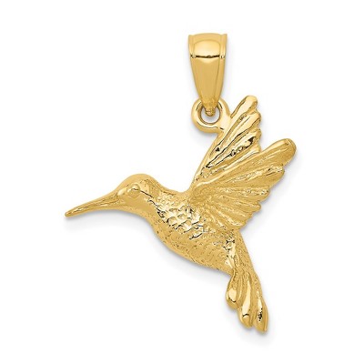 Black Bow Jewelry 14k Yellow Gold 2D Polished Hummingbird Pendant