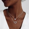 14K Gold & Platinum Plated Double Layer Pendant Necklace, Fashionable Layered Jewelry for Women - 4 of 4