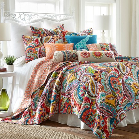 Calafel Floral Quilt Set - Full/Queen Quilt and Two Standard Pillow Shams -  Levtex Home