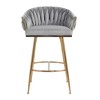 SKRAN Stylish 26" Velvet Bar Stool Set of 2 With Handcrafted Wave Backrest, Gold Chrome Base and Footstool for Kitchen Island, Bar, Pub - 4 of 4