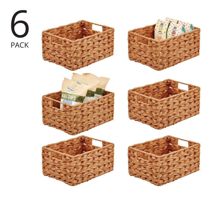 mDesign Woven Farmhouse Pantry Food Storage Bin Basket Box, 2 of 9