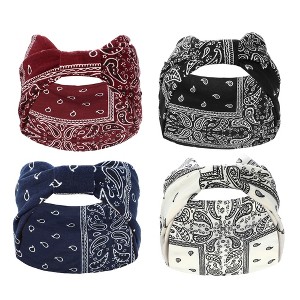 Unique Bargains Women's Yoga Hair Scarfs Bohemia Headbands 5.31" Wide Multicolour 4 Pcs - 1 of 4