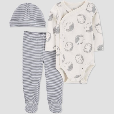 Image of Carter's Just One You® Baby Boys' 3pc Hedgehog Top & Bottom Set with Hat - Gray 3 M