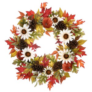 32" Harvest Sunflowers and Pumpkins Wreath - National Tree Company - 1 of 4