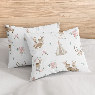 Sweet Jojo Designs Full/Queen Comforter Bedding Set Deer Floral White Taupe and Pink 3pc — фото 5