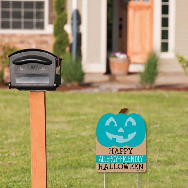 Big Dot of Happiness Teal Pumpkin - Outdoor Lawn Sign - Halloween Allergy Friendly Trick or Trinket Yard Sign - 1 Piece, 3 of 9