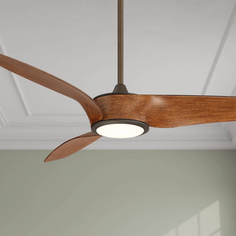 56" Casa Vieja Como Modern Indoor Ceiling Fan with Dimmable LED Light Remote Control Oil Rubbed Bronze Koa Brown for Living Room Kitchen House Bedroom, 2 of 9