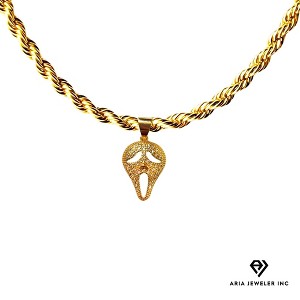 Aria jeweler Inc Chain with Gold Ghost Face Pendent - 1 of 4