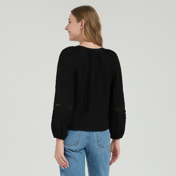 Blusa de encaje con escote en V y mangas largas globo para mujer - Universal Thread™ 2