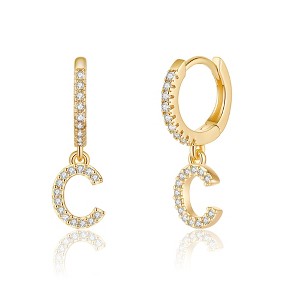 Turandoss 18K Gold Huggie Hoop Earrings for Girls Women - 1Pair Dainty Initial Cartilage Dangle Diamond Earring Hypoallergenic, Christmas Gifts - 1 of 4