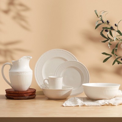 Italian Countryside White Porcelain 16-Piece Dinnerware Set, Service for 4