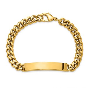 Chisel Stainless Steel Polished Yellow IP-plated Curb Link 8mm 8.5" ID Bracelet - 1 of 4