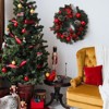 18" Prelit Christmas Wreath with 15 Lights Red Green Plaid Ribbon Pinecones Ball Oranments for Front Door - 3 of 4