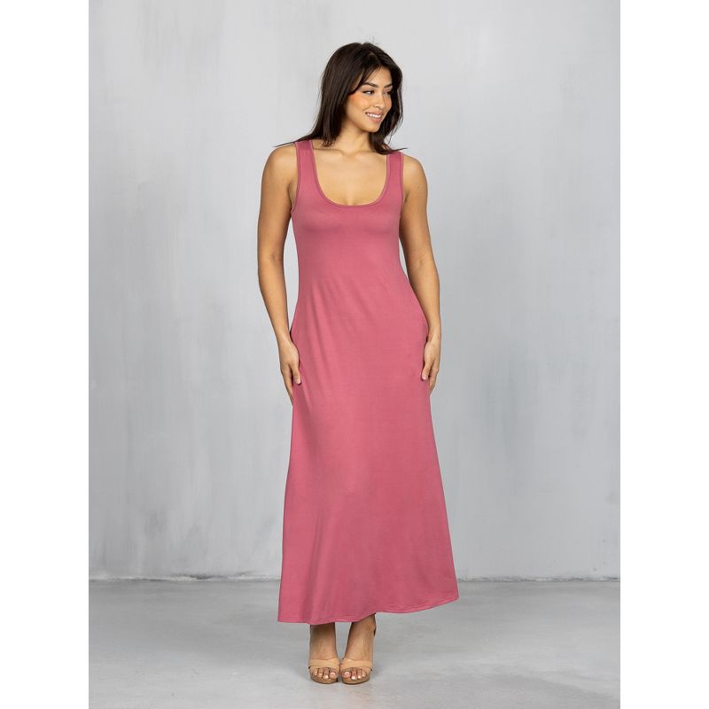 24seven Comfort Apparel Scoop Neck Sleeveless Maxi Dress with Pockets, 4 of 7