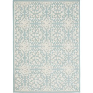 Aqua Floral Power Loom Area Rug - 1 of 4