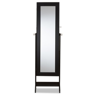 Alena Wood Free Sanding Cheval Mirror Jewelry Armoire Black - Baxton Studio