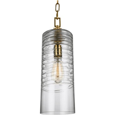 Feiss Elmore 6" Wide Burnished Brass Cylinder Mini Pendant