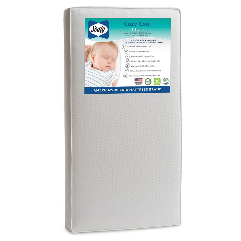 Sealy Cozy Cool 2-Stage Hybrid Crib and Toddler Mattress, 1 of 7