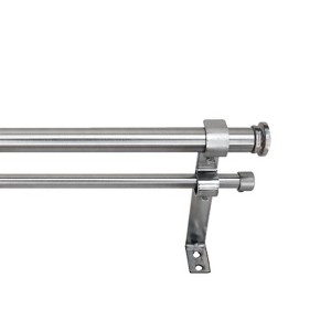 Versailles Imperial Corona Double Steel Heavy Duty Curtain Rod Set for Windows Brushed Nickel - 1 of 4