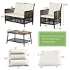 Tangkula 4PCS Cushioned Patio PE Wicker Conversation Furniture Set w/ Acacia Wood Tabletop - 2 of 4