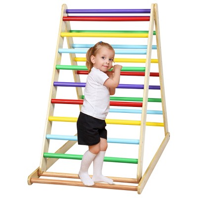 Safstar Foldable Wooden Climbing Triangle Indoor Home Climber w/Ladder for Baby Toddler