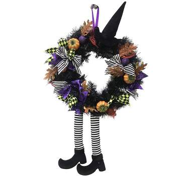 Skeleteen Halloween Witch Wreath for Indoor/Outdoor Décor - 24 in