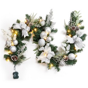 6 ft Pre-Lit Christmas Garland, Battery Operated Lighted Xmas Garland with 20 Lights & Timer, Christmas Garlands with Lights for Mantle Indoor Decor - 1 of 4