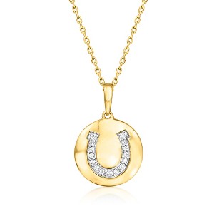 Ross-Simons Diamond Horseshoe Disc Pendant Necklace in 18kt Gold Over Sterling - 1 of 3