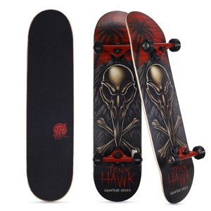 Tony Hawk 31 inch Skateboard, Tony Hawk Signature Series 4, 9-ply Maple Deck Skateboard for Cruising, Carving, Tricks and Downhill, Crossbones - 1 of 4