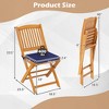 Costway Outdoor Folding Chairs Set of 2 Acacia Wood High-Back Chair with Seat Cushions Beige/Red/Navy - 3 of 4