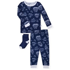 Sleep On It Infant & Toddler Boys 2-Piece Super Soft Jersey Snug-Fit Pajama Set with Matching Socks - 1 of 4