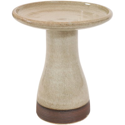 Sunnydaze Outdoor Weather-Resistant Garden Patio High-Fired Smooth Ceramic Hand-Painted Duo Tone Bird Bath - Yam