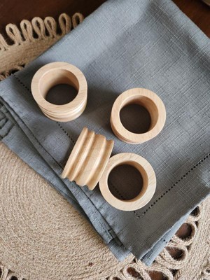 Round Wooden Napkin Rings, set of four